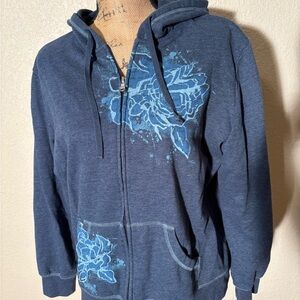 Made for Life Dark Blue Textured Full Zip Sweatshirt